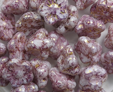 FLB-03000-15496 Chalk White Terracotta Purple Flower Button 40 Pc.-0