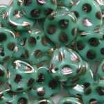 RP-53120-2710X Rose Petals 8×7 mm Opaque Green Turquoise Capri Gold Dots 50 Pc.-0