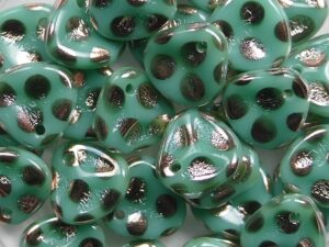 RP-53120-2710X Rose Petals 8x7 mm Opaque Green Turquoise Capri Gold Dots 50 Pc.-0