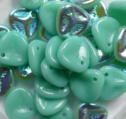 RP-53120-28701 Rose Petals 8x7 mm Opaque Green Turquoise AB 50 Pc.-0 RP-53120-28701 Rose Petals 8x7 mm Opaque Green Turquoise AB 50 Pc.-0