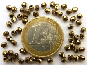 FP1-03-23980-90215 Jet Gold Bronze Czech Glass Facet Firepolish 3mm 50 stuks