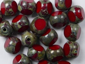 0050280 Opaque Red Picasso 3 Cut 8 mm. 10 Pc.