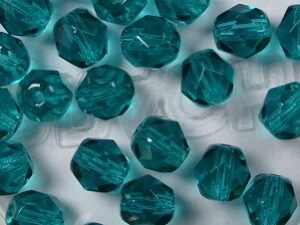 FP1-08-60220 Teal Czech Glass Facet Firepolish 8 mm 15 stuks