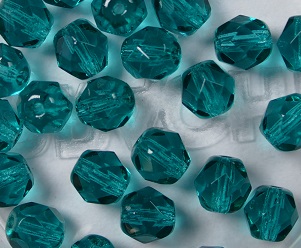 czech glass Firepolish 6 mm, Dark Teal