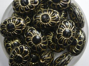 0010488 Ovale Bloem Jet Gold Inlay 12 stuks