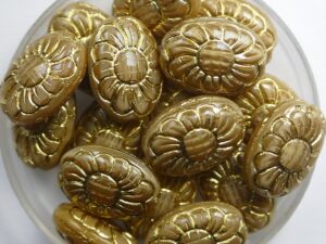0040253 Ovale Bloem Opal Topaz Gold Inlay 12 stuks - Afbeelding 1