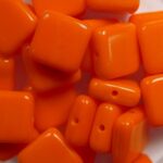 0060122 square bead 9×9 mm opaque bright orange