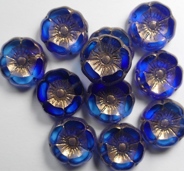 0090403 table cut flower sapphire-capri blue melee bronze washed