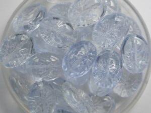 0090404 Ovale kraal met bloem Crystal Light Sapphire 25 stuks - Afbeelding 1
