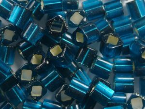 TC-04-0027BDF Silver Lined Frosted Teal 4 mm Toho Cubes