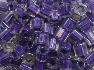 TC-04-0265 Inside Color Rainbow Crystal/Metallic Purple Lined 4 mm Toho Cubes