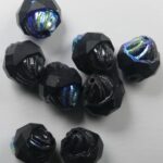 0010489 czech glass facet turbine bead 11×10 mm matte jet ab