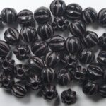 0010492 czech glass melon bead 6 mm black red-pink inlay