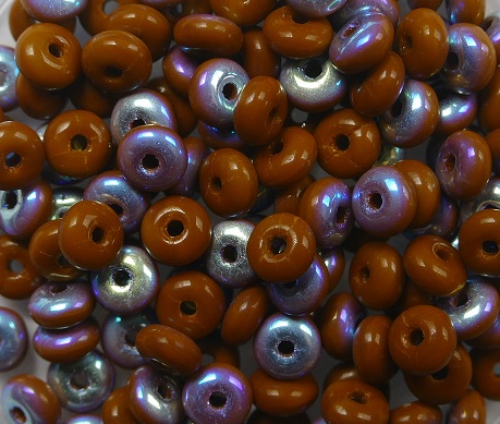 0030326 czech glass rondelle 4x2 mm Opaque chocolate AB