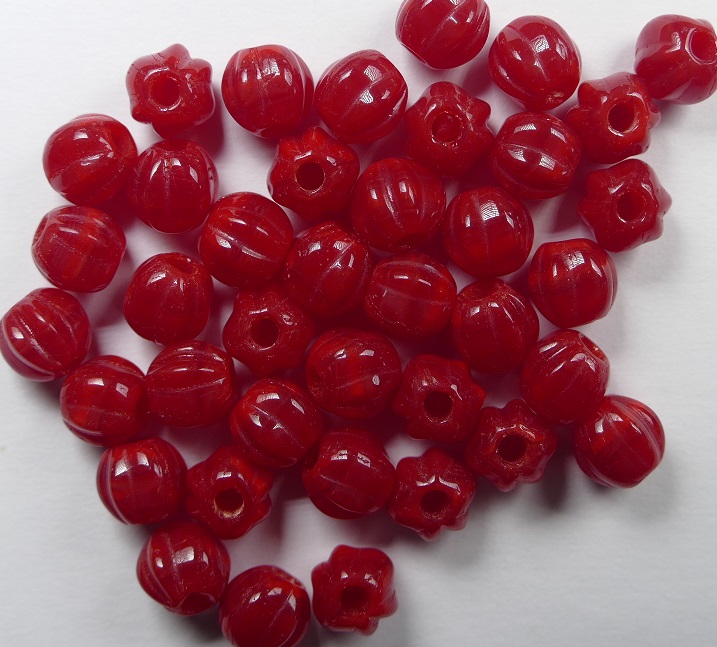 0050287 czech glass melon bead 6 mm red opal