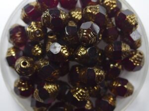0050289 Garnet Bronze Copper Antique Style Cathedral Beads 10 Pc. - Afbeelding 1