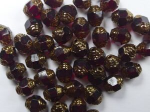 0050289 Garnet Bronze Copper Antique Style Cathedral Beads 10 Pc. - Afbeelding 2