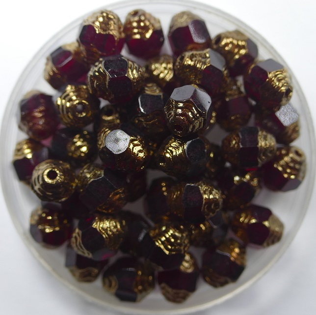 0050289 czech glass antique style cathedral 8x6 mm garnet bronze copper