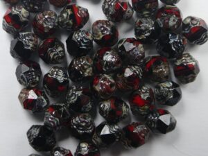 0050290 Jet/Red Picasso Antique Style Cathedral Beads 10 Pc. - Afbeelding 2