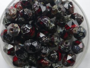 0050290 Jet/Red Picasso Antique Style Cathedral Beads 10 Pc. - Afbeelding 1