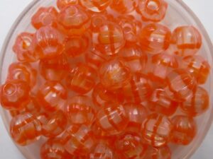 0060123 Crystal Orange White Lined 6 mm Melon Beads 25 Pc. - Afbeelding 1