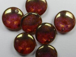 0070435 Crystal Rose/Gold Topaz Luster Czech Glass Lentil 6 Pc. - Afbeelding 1