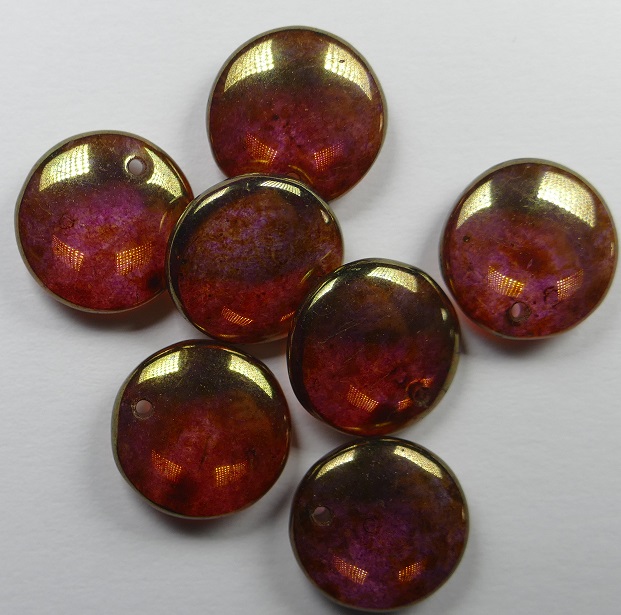 0070435 czech glass lentil 12 mm crystal rose-gold topaz luster