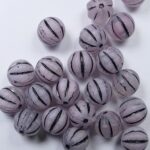 0070452 melon beads 8 mm matte soft rosa black striped color R0742-84100-46441