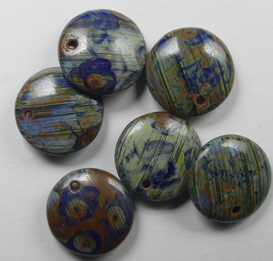0090410 czech glass lentil blauw rood melee picasso
