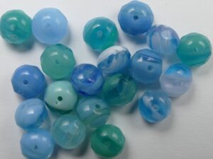 0090412 Opal Mixed Aqua Turquoise Blue White Gemstone Donut Facet 9 x 6 mm. 12 stuks. - Afbeelding 2