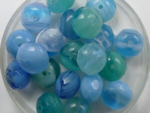 0090412 Opal Mixed Aqua Turquoise Blue White Gemstone Donut Facet 9 x 6 mm. 12 stuks. - Afbeelding 1