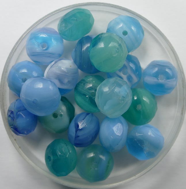 0090412 czech glass Opal Mixed Aqua Turquoise Blue White Gemstone Donut facet