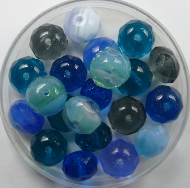 0090413 czech glass Mixed Opal and transparent Blue Aqua Blue-green Gemstone Donut facet