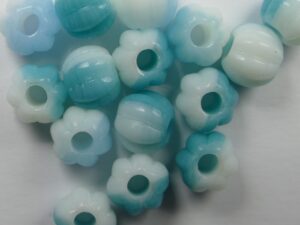 0100538 Creme Turquoise Melee 8 mm Melon Beads 15 Pc. - Afbeelding 1