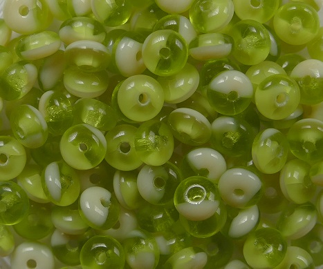 0100540 czech glass rondelle 4x2 mm Olive creme