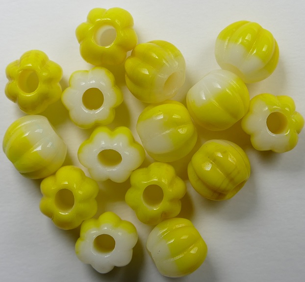 0130134 czech glass melon bead creme yellow melee