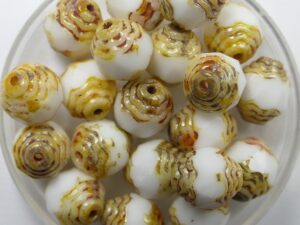 0140260 Chalk White Picasso Antique Style Cathedral Beads 5 Pc. - Afbeelding 1