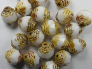0140260 Chalk White Picasso Antique Style Cathedral Beads 5 Pc. - Afbeelding 2