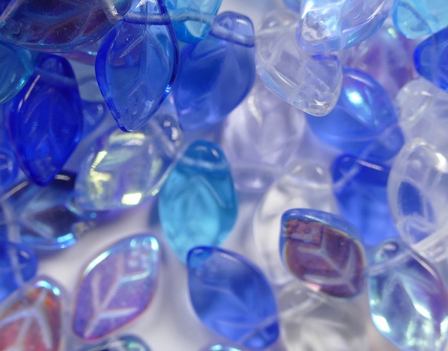 LF127MIX11 czech glass leaf mix 12×7 mm caribbean blue
