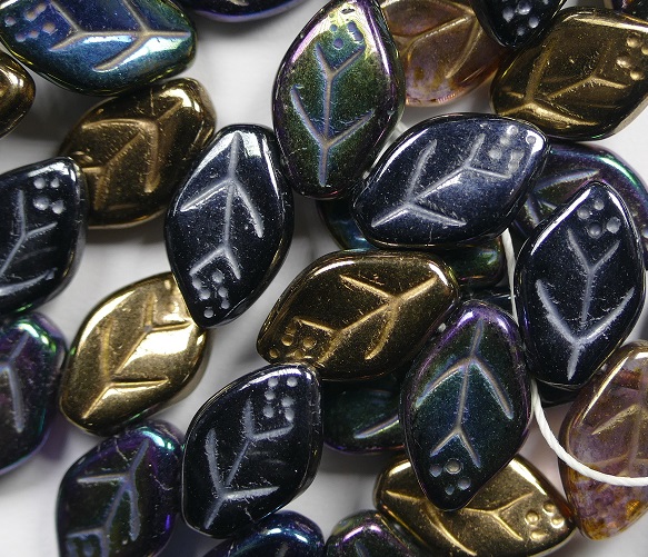 LF127MIX23 czech glass leaf mix 12x7 mm heavy metals