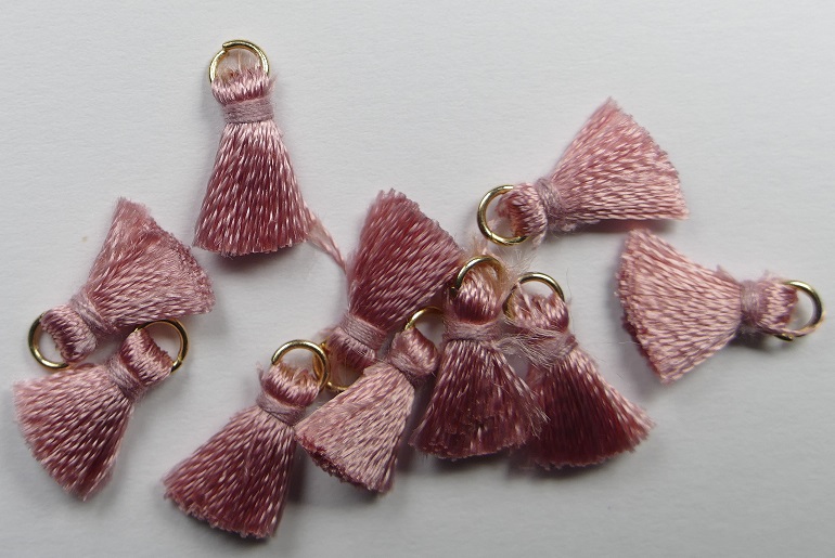 TSR-OR tassel, mini kwastje met ringetje 1 cm oud rose