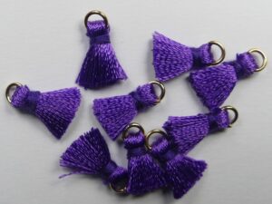 TSR-VIO Mini Tassels, klein katoenen kwastje met ringetje 1 cm Violet 4 Pc.