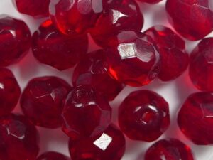 FP1-08-90090 Siam Red Czech Glass Facet Firepolish 8 mm 15 stuks