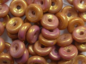 WB-03000-14497 Chalk White Gold Luster Matubo® Wheel Beads Ø 6 mm. 10 gram - Afbeelding 1