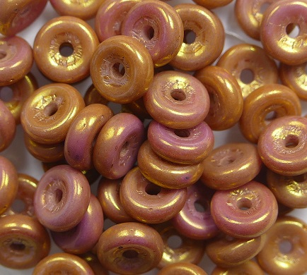 wheel beads 03000-14497 chalk white copper-red luster