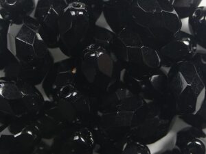 Jet Faceted Olive 8 x 6 mm