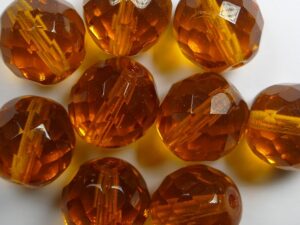 FP1-12-10080 Dark Topaz Czech Glass Facet Firepolish 12mm 6 stuks - Afbeelding 1