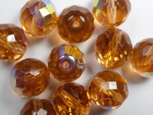 FP1-12-70130-28701 Dark Rosaline AB Czech Glass Facet Firepolish 12mm 6 stuks