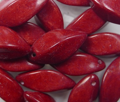 0050364 Alabaster Dyed Deep Red Czech Glass Twist Beads 8x16 mm color 02020-34260