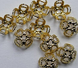 Kralenkapjes, filigraan, 7mm, Gold Plated